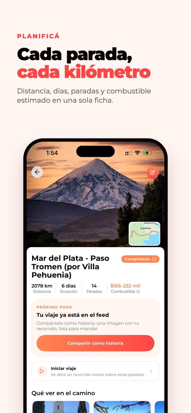 Velok App: ficha de un viaje con paradas y totales